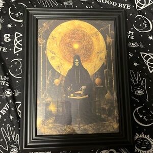 Creepy Spooky Witch Warlock Halloween 5x7 Framed Picture Gothic Horror